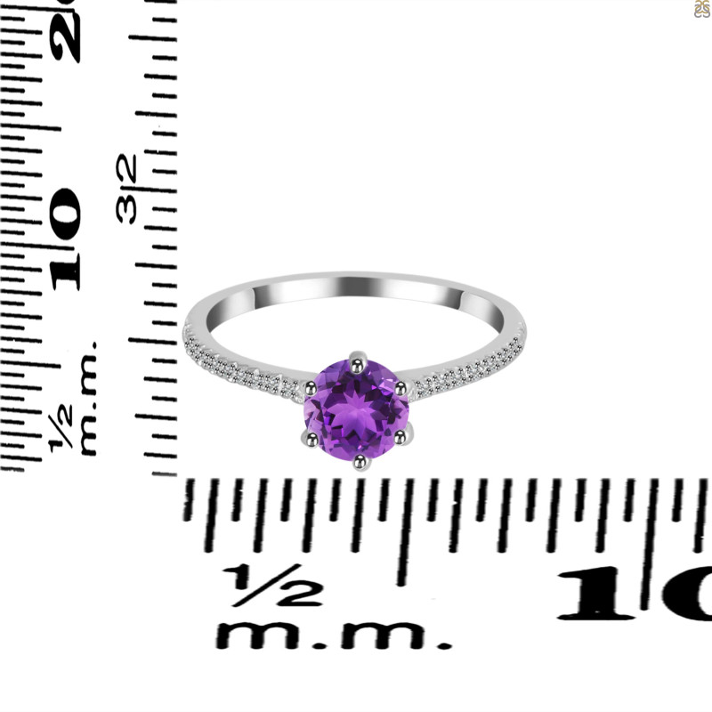 Amethyst & White Topaz Ring AMT-RDR-3144.