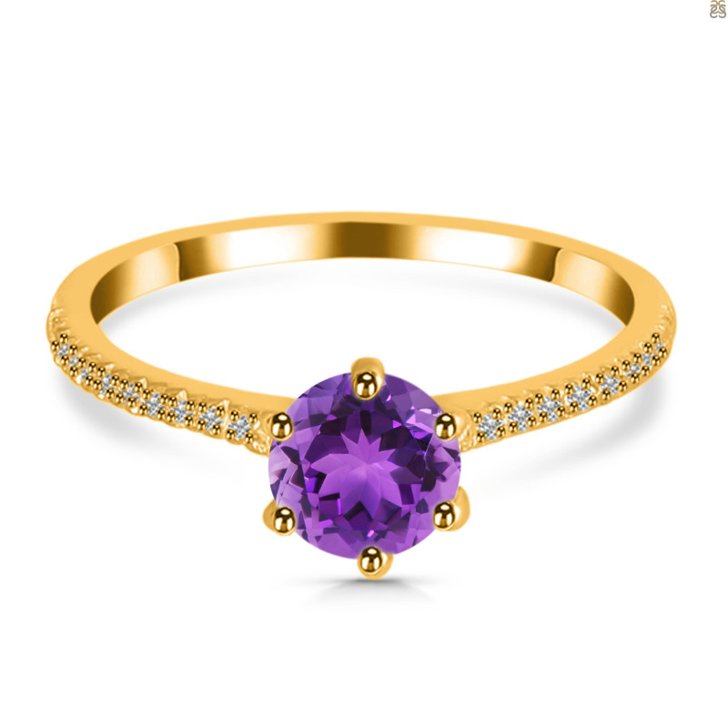 Amethyst & White Topaz Ring AMT-RDR-3144.