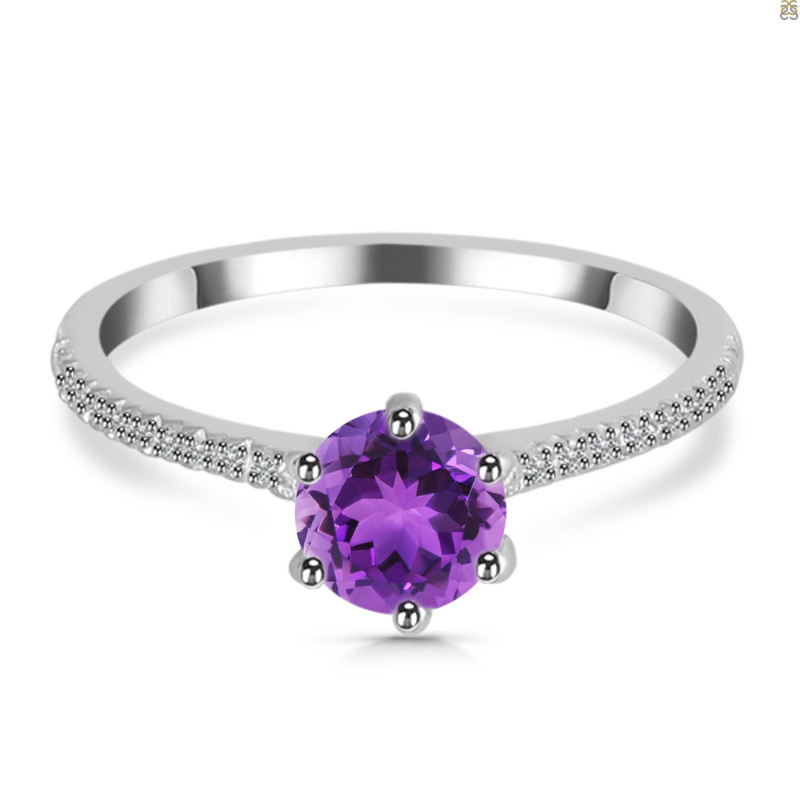 Amethyst & White Topaz Ring AMT-RDR-3144.