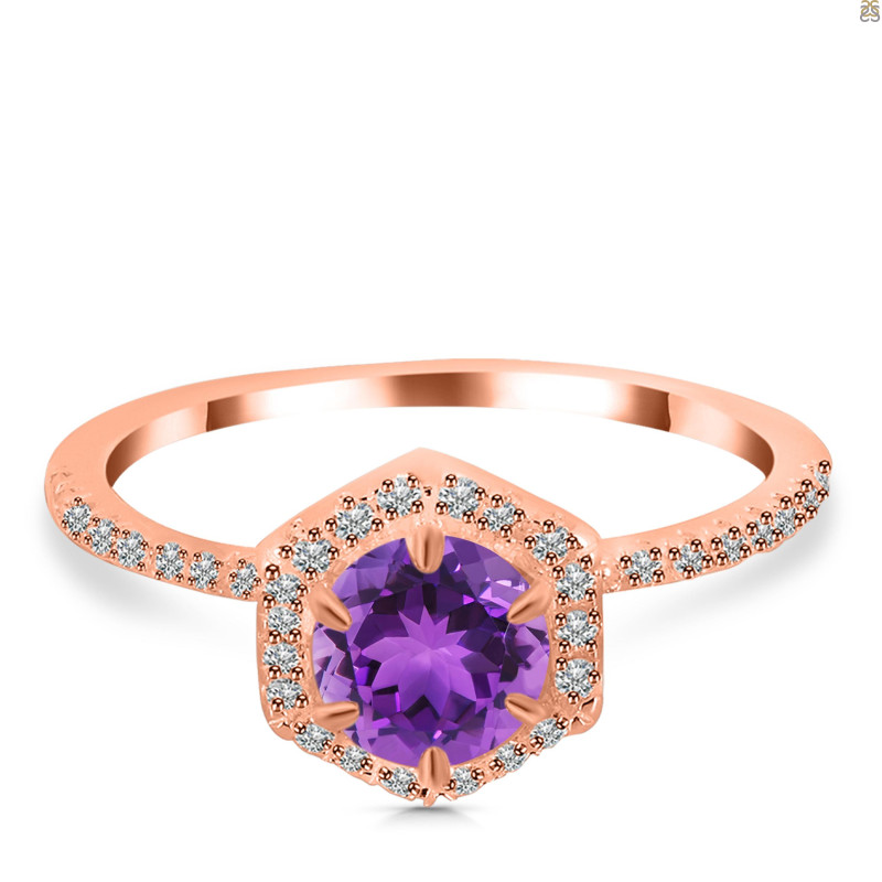 Amethyst & White Topaz Ring AMT-RDR-3146.