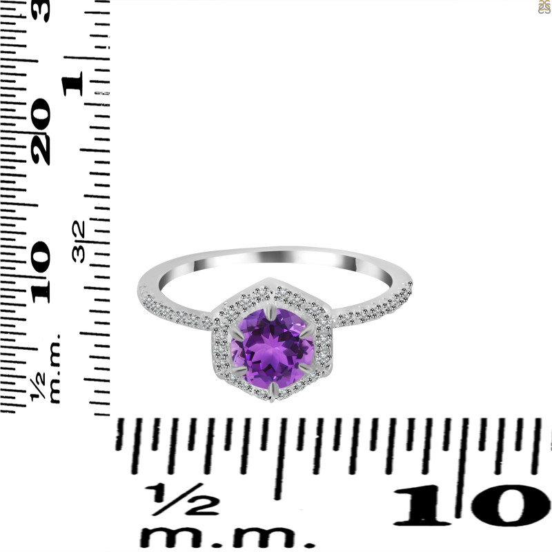 Amethyst & White Topaz Ring AMT-RDR-3146.