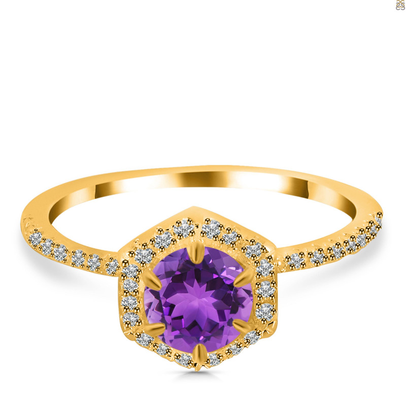 Amethyst & White Topaz Ring AMT-RDR-3146.