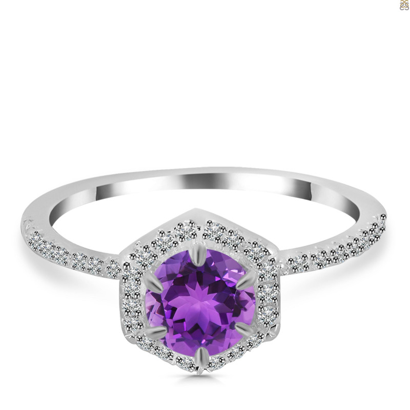 Amethyst & White Topaz Ring AMT-RDR-3146.