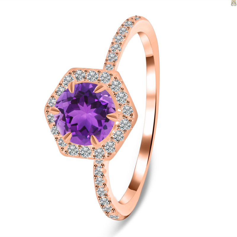 Amethyst & White Topaz Ring AMT-RDR-3146.