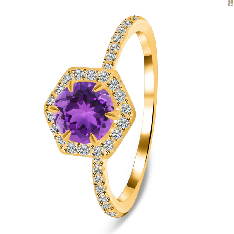 Amethyst & White Topaz Ring AMT-RDR-3146.