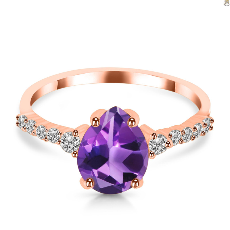 Amethyst & White Topaz Ring AMT-RDR-3148.