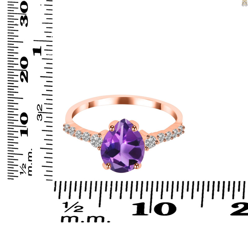 Amethyst & White Topaz Ring AMT-RDR-3148.