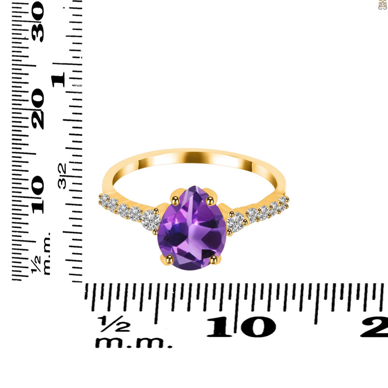 Amethyst & White Topaz Ring AMT-RDR-3148.