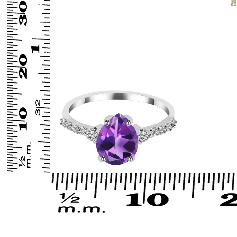 Amethyst & White Topaz Ring AMT-RDR-3148.
