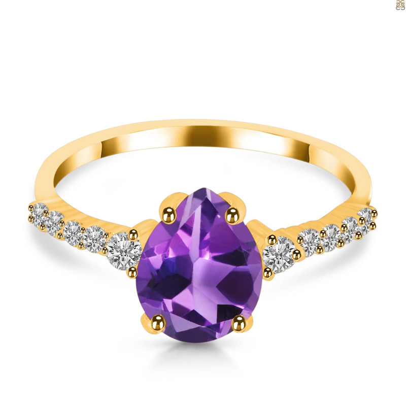 Amethyst & White Topaz Ring AMT-RDR-3148.