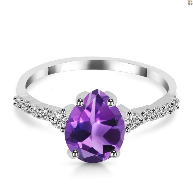 Amethyst & White Topaz Ring AMT-RDR-3148.