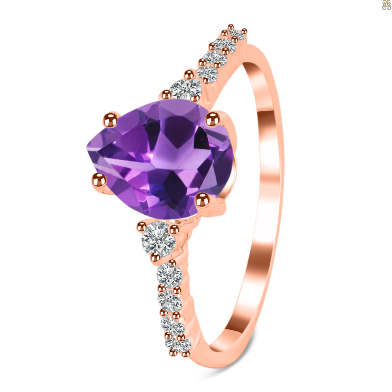 Amethyst & White Topaz Ring AMT-RDR-3148.