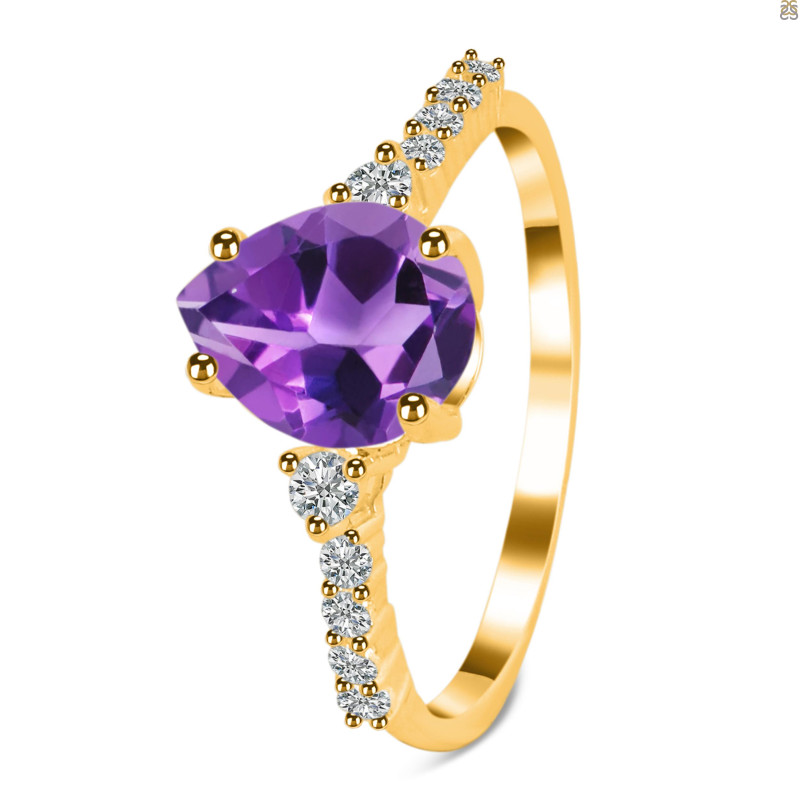 Amethyst & White Topaz Ring AMT-RDR-3148.