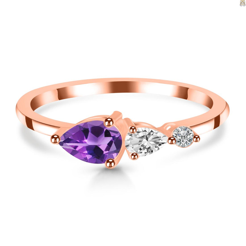 Amethyst  & White Topaz Ring AMT-RDR-3238.