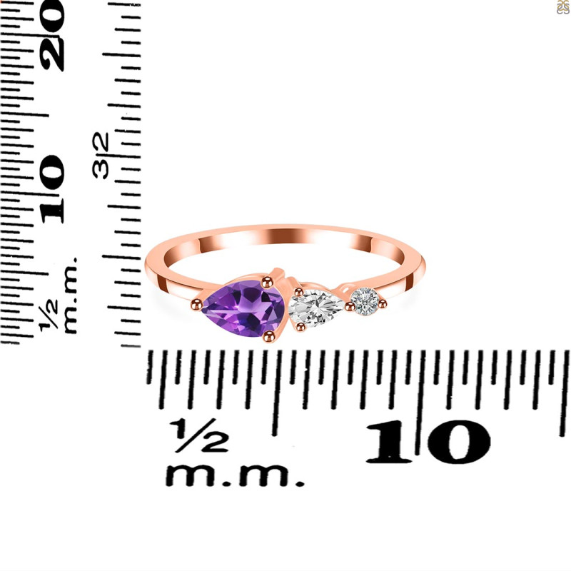 Amethyst  & White Topaz Ring AMT-RDR-3238.