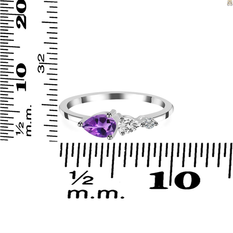 Amethyst  & White Topaz Ring AMT-RDR-3238.
