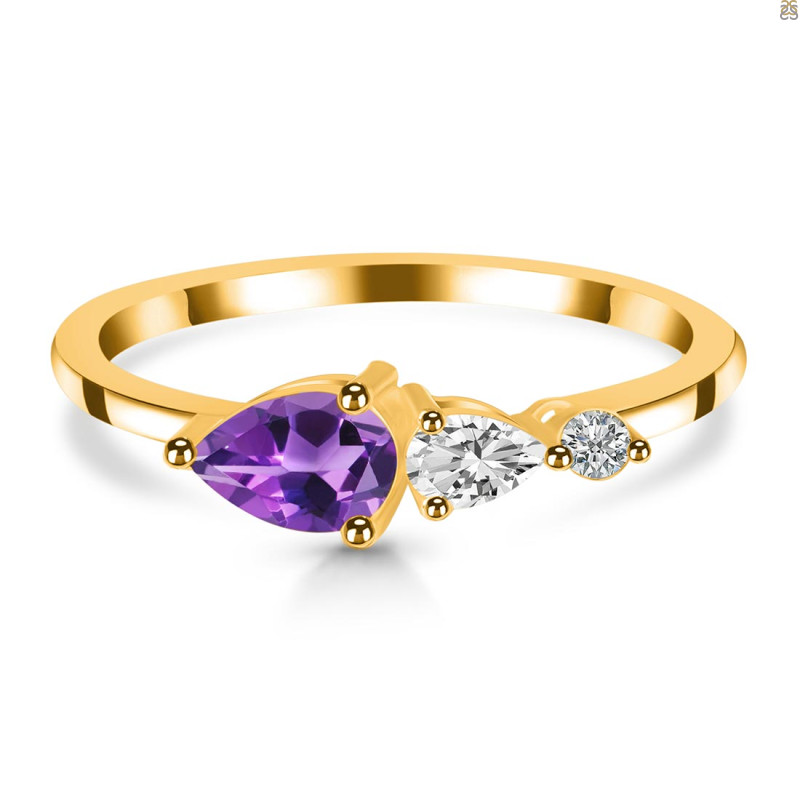 Amethyst  & White Topaz Ring AMT-RDR-3238.