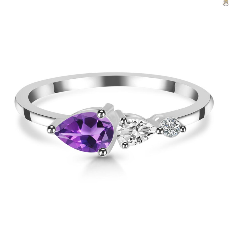 Amethyst  & White Topaz Ring AMT-RDR-3238.