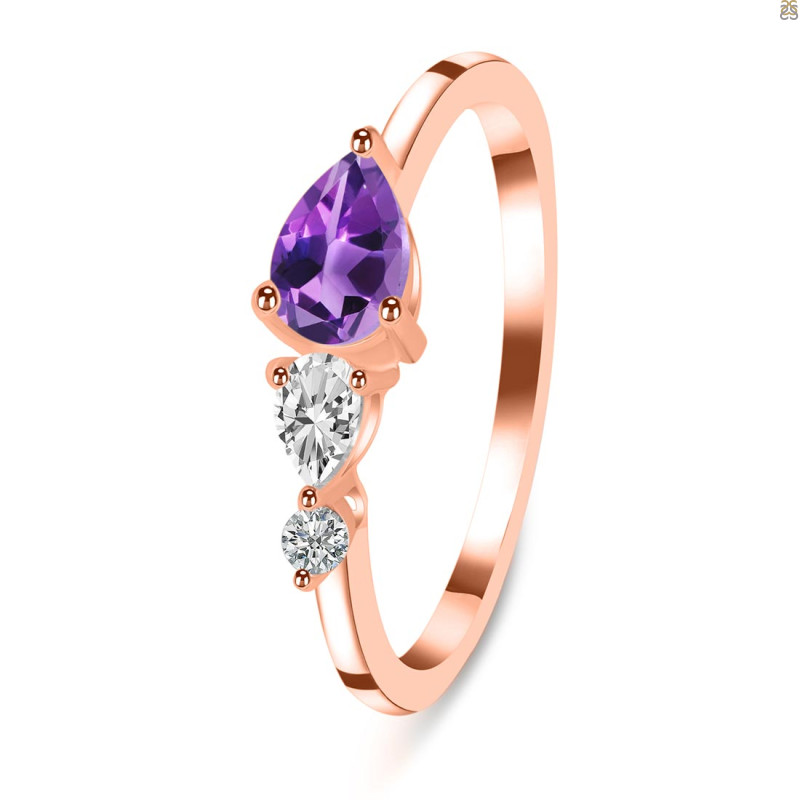 Amethyst  & White Topaz Ring AMT-RDR-3238.
