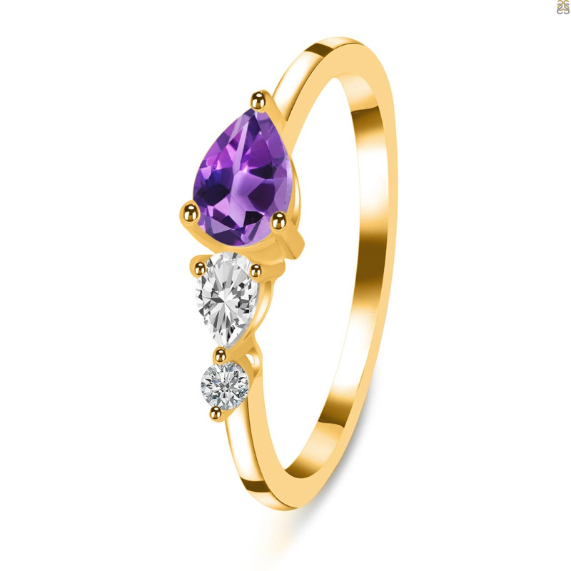 Amethyst  & White Topaz Ring AMT-RDR-3238.