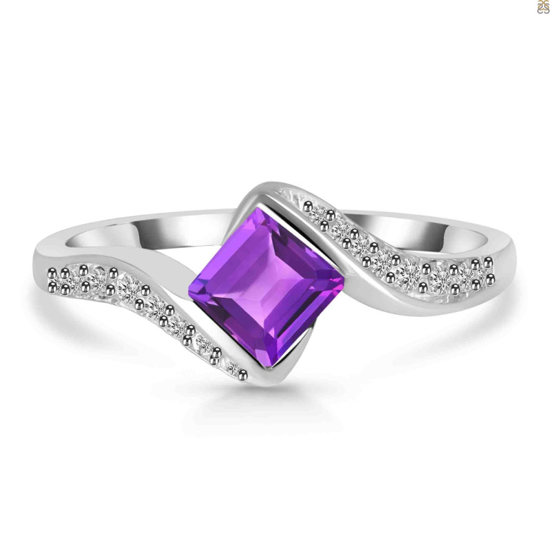 Amethyst & White Topaz Ring AMT-RDR-346.