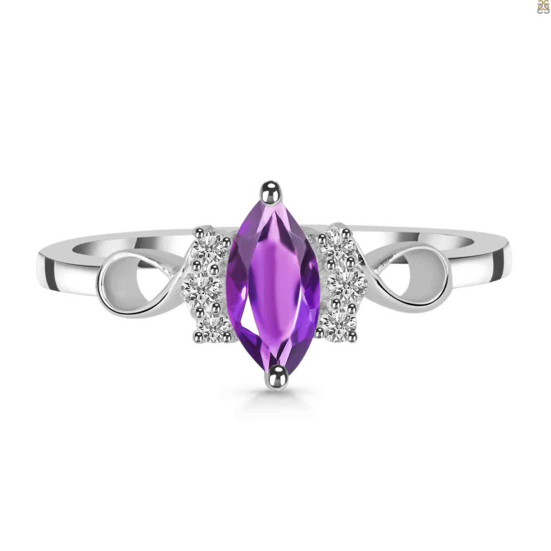 Amethyst & White Topaz Ring AMT-RDR-349.