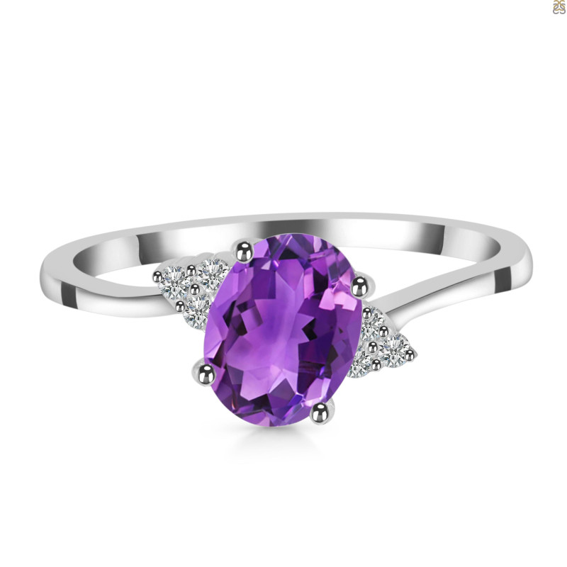 Amethyst & White Topaz Ring AMT-RDR-351.