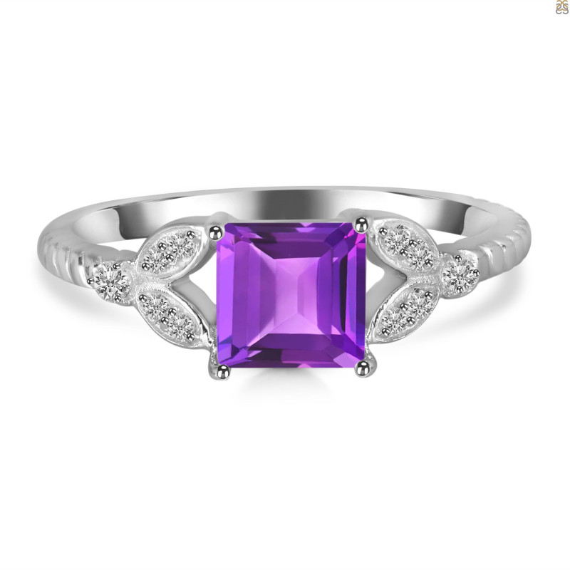 Amethyst & White Topaz Ring AMT-RDR-353.