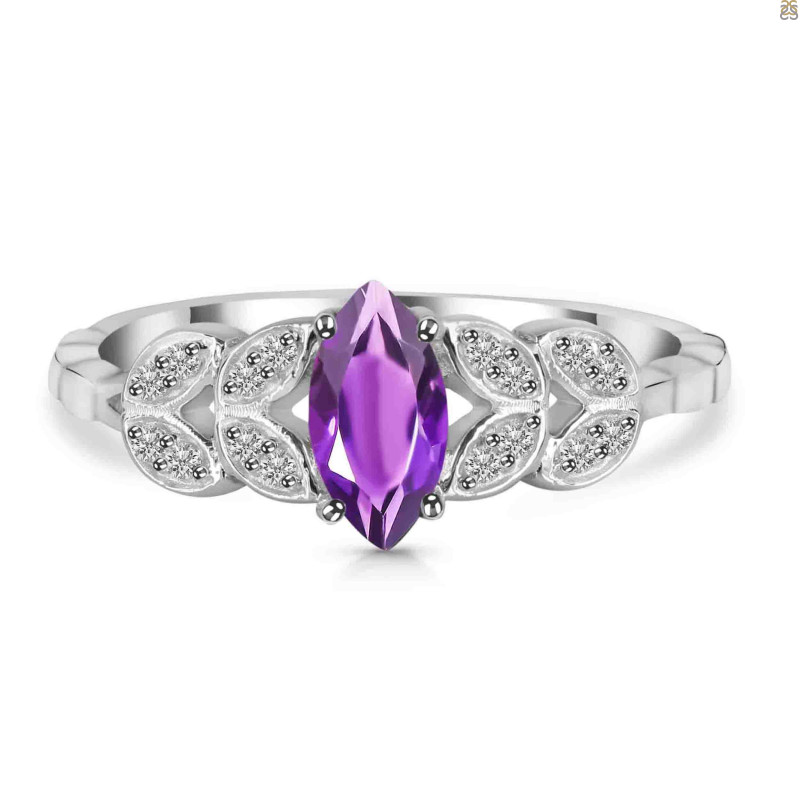 Amethyst & White Topaz Ring AMT-RDR-355.