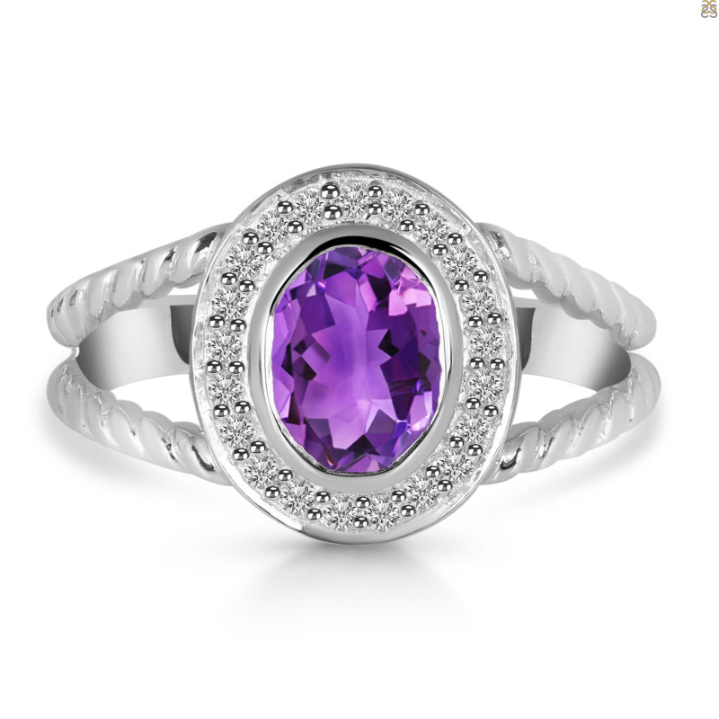 Amethyst & White Topaz Ring AMT-RDR-359.