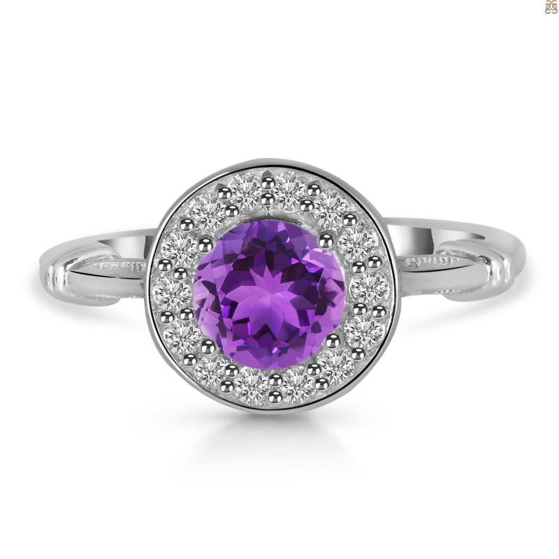 Amethyst & White Topaz Ring AMT-RDR-364.