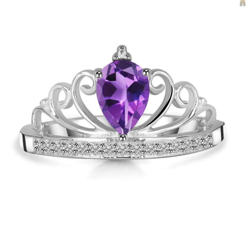 Amethyst & White Topaz Ring AMT-RDR-365.