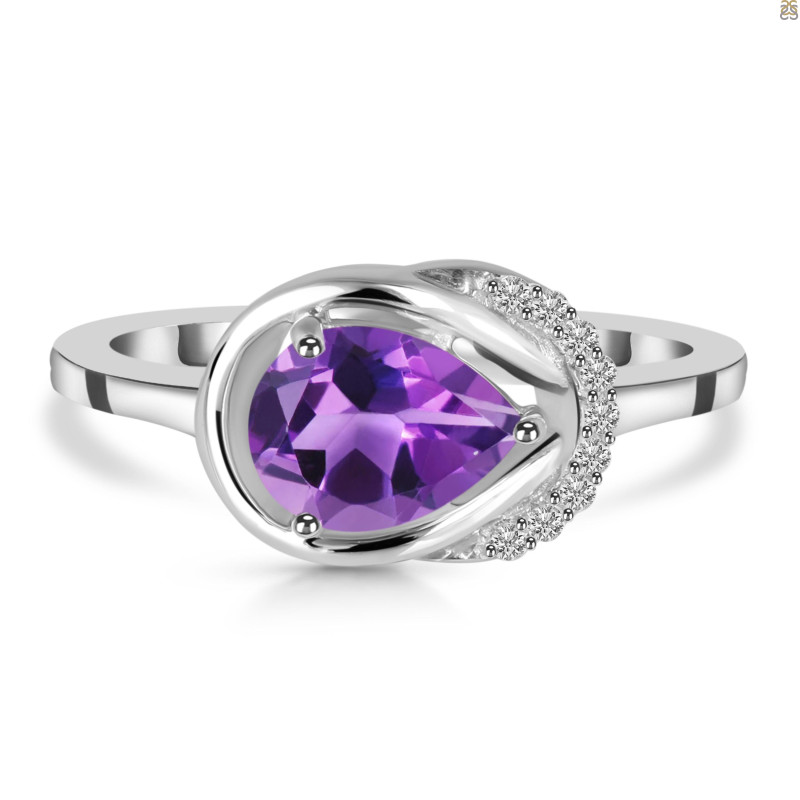 Amethyst & White Topaz Ring AMT-RDR-367.