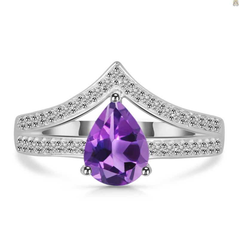 Amethyst & White Topaz Ring AMT-RDR-372.