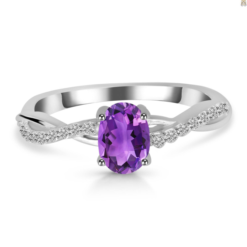 Amethyst & White Topaz Ring AMT-RDR-376.