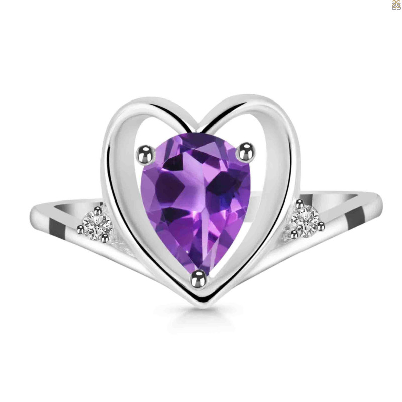 Amethyst & White Topaz Ring AMT-RDR-379.