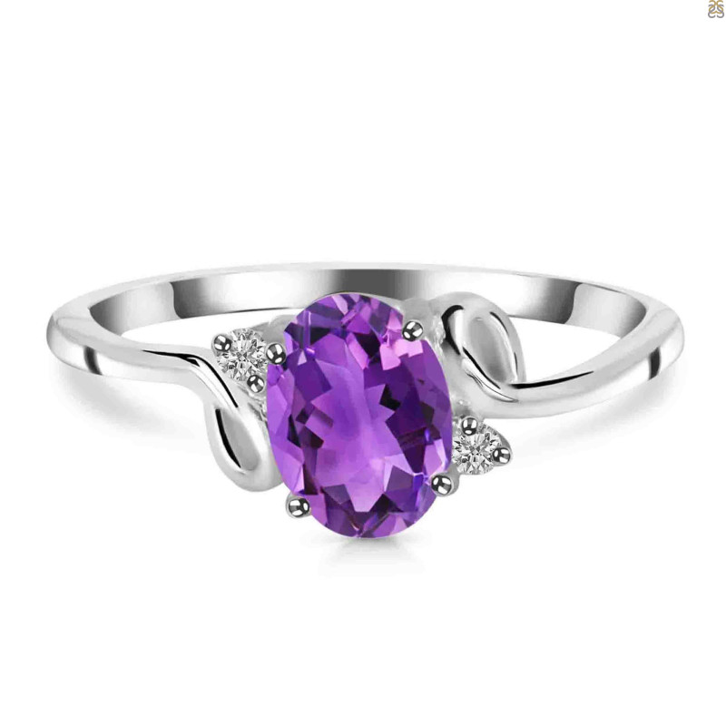 Amethyst & White Topaz Ring AMT-RDR-383.