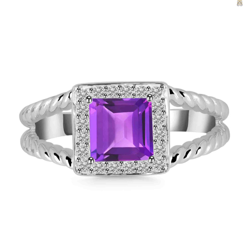 Amethyst & White Topaz Ring AMT-RDR-388.