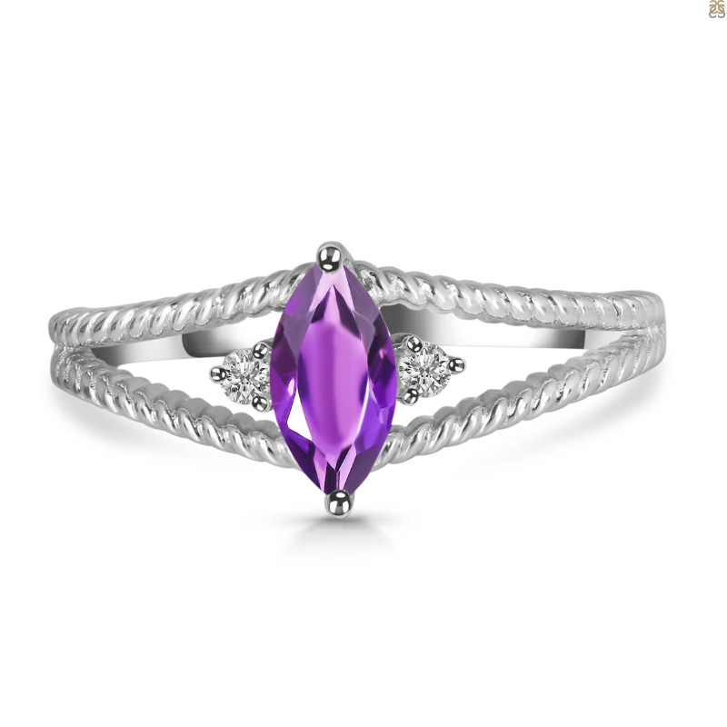 Amethyst & White Topaz Ring AMT-RDR-396.