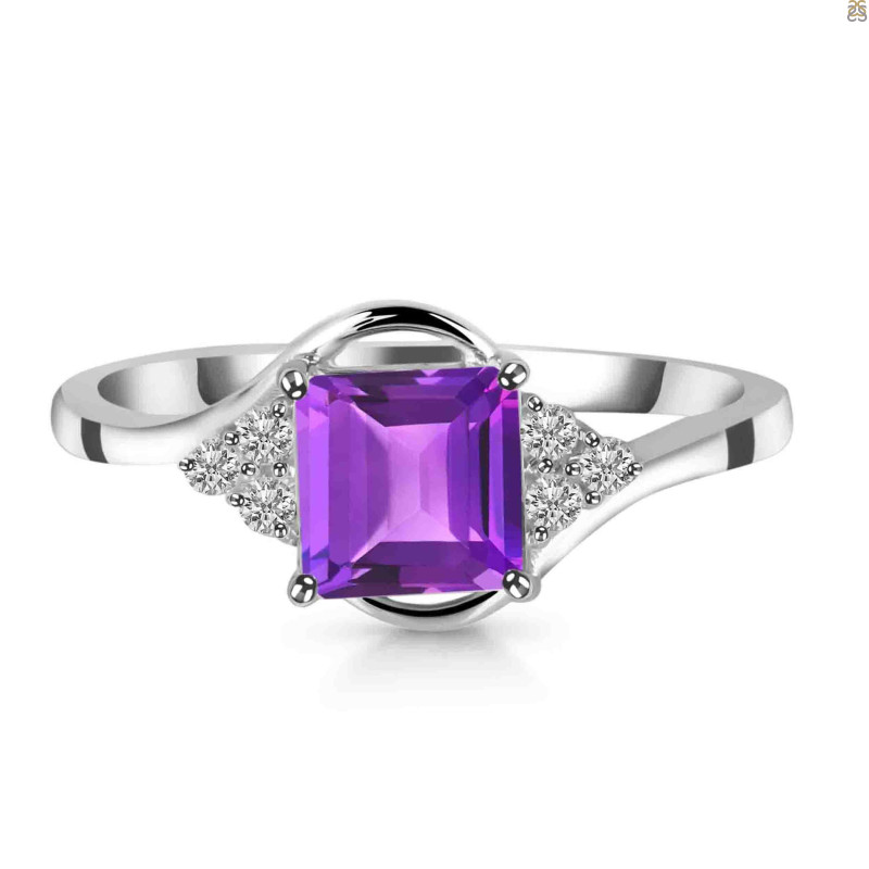 Amethyst & White Topaz Ring AMT-RDR-399.