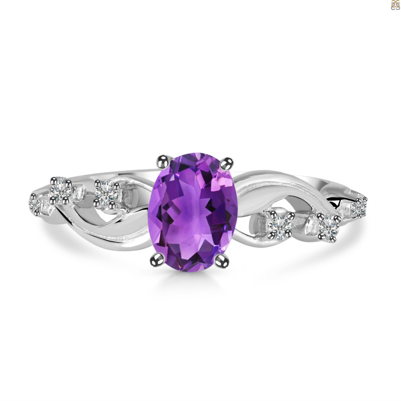 Amethyst & White Topaz Ring AMT-RDR-402.
