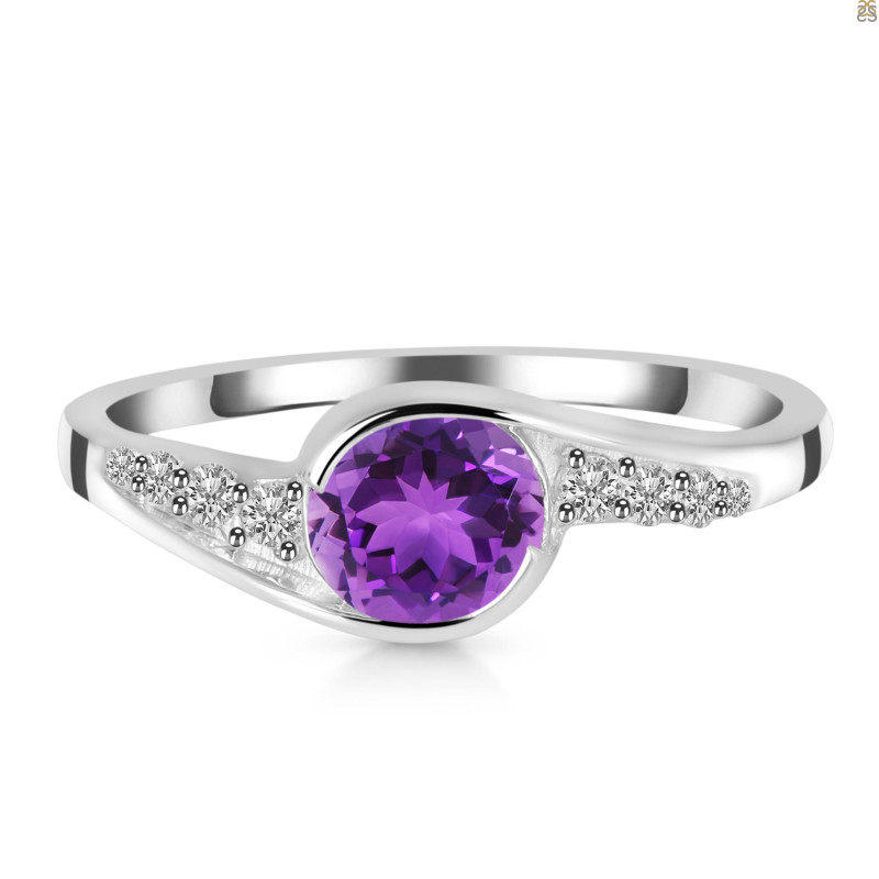 Amethyst & White Topaz Ring AMT-RDR-403.