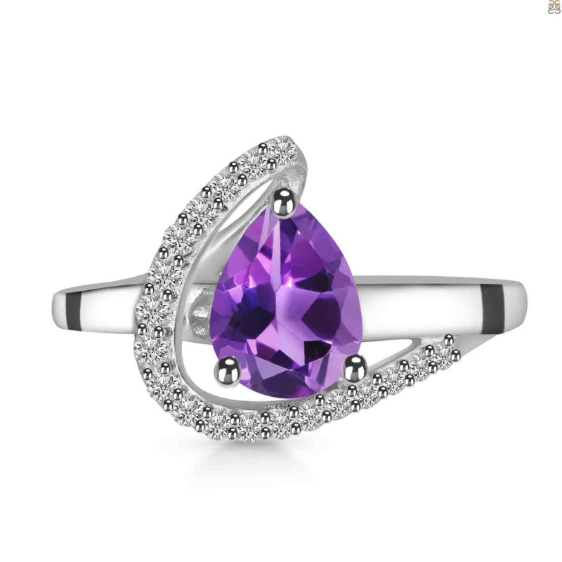 Amethyst & White Topaz Ring AMT-RDR-404.
