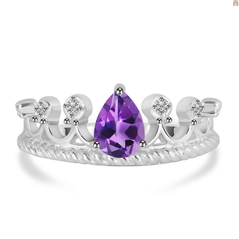 Amethyst & White Topaz Ring AMT-RDR-405.