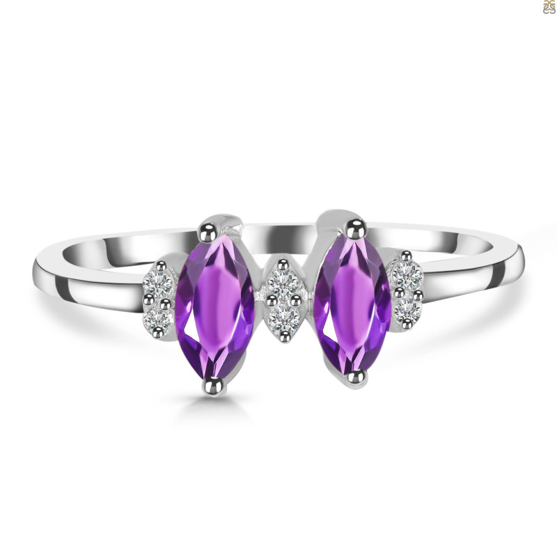 Amethyst & White Topaz Ring AMT-RDR-418.
