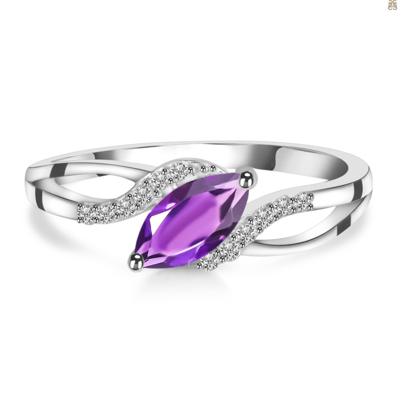 Amethyst & White Topaz Ring AMT-RDR-422.