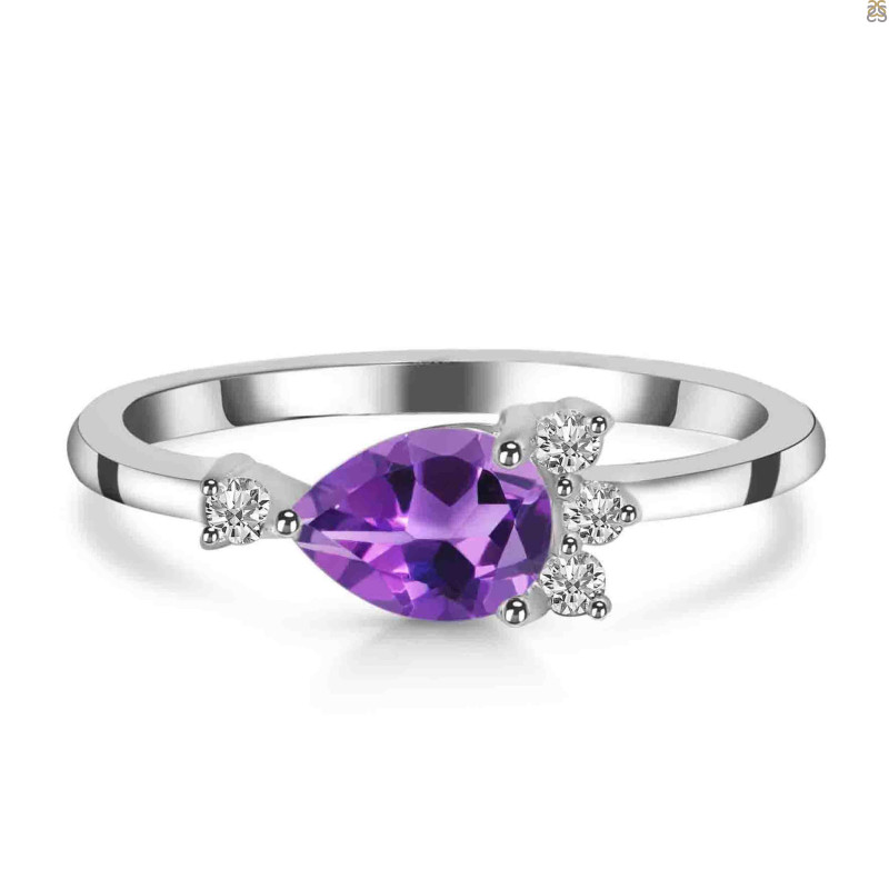 Amethyst & White Topaz Ring AMT-RDR-433.