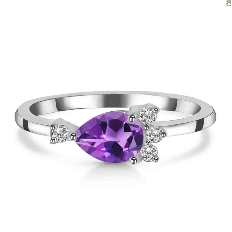 Amethyst & White Topaz Ring AMT-RDR-433.