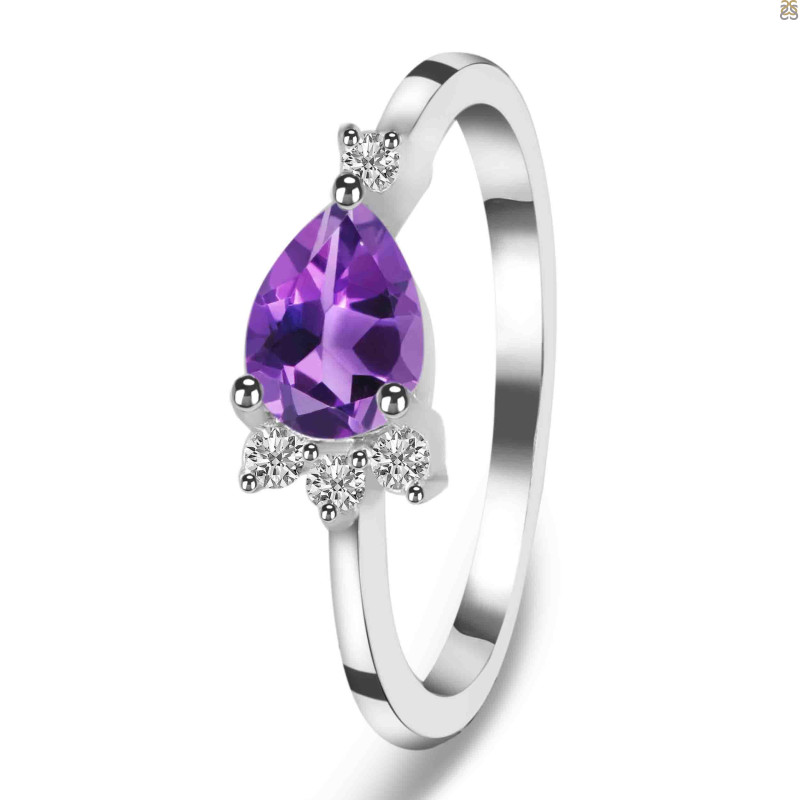 Amethyst & White Topaz Ring AMT-RDR-433.