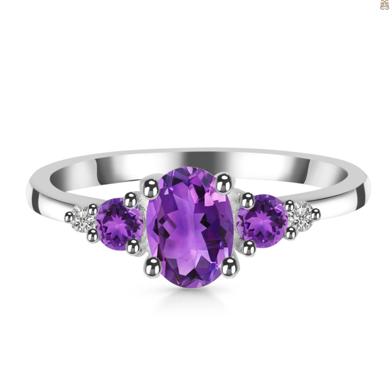Amethyst & White Topaz Ring AMT-RDR-434.